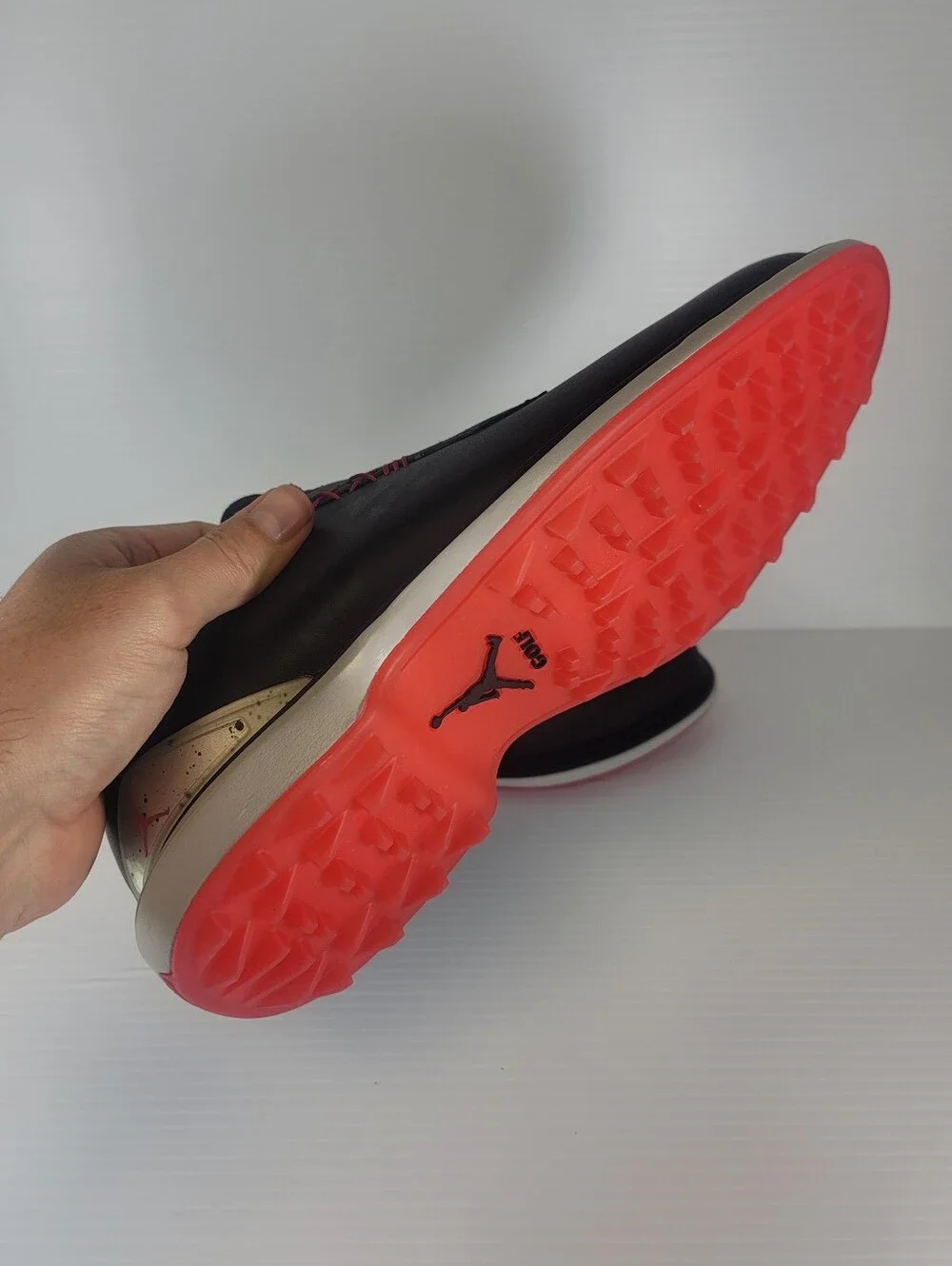 Nike Jordan ADG 5 Leather Black Spikeless Golf Shoes Men's 9 Size Red FQ6642-001